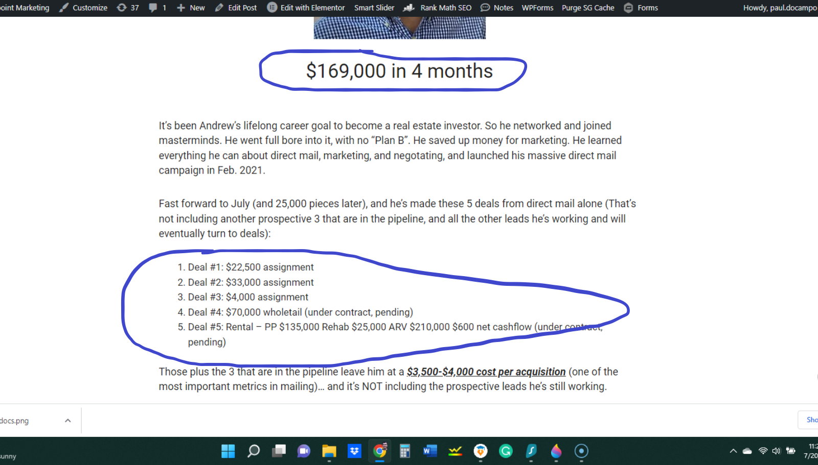 Assignment fee examples from a case study